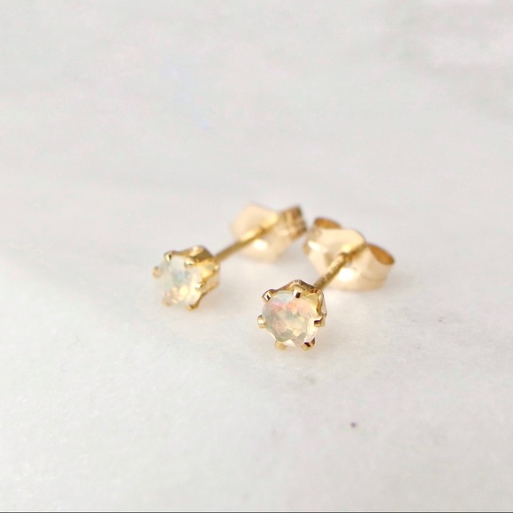 3mm genuine opal stud earrings 14k GF - Picture 8 of 12